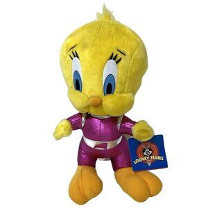 Vtg Looney Tunes Tweety Bird 16" Plush Pink Metallic Spacesuit Cartoon Novelty